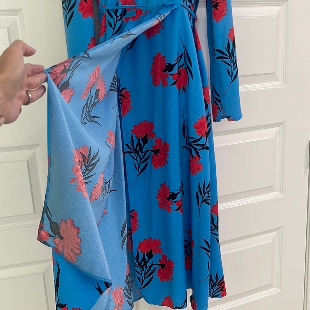 River Island floral print high neck midi dress in blue and red. 10 UK/4 or 6 US - Picture 6 of 6